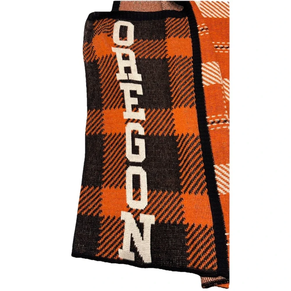 NEW Green 3 Plaid OSU Beavers Poncho One‎ Size Orange Balck USA Recycled Cotton - Picture 9 of 11